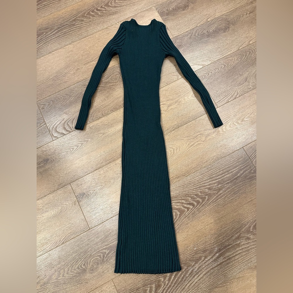 Dark Green RibKnit Bodycon Midaxi Dress (Pink Martini - The Ava Sweater Dress) - Picture 5 of 10
